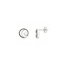 Load image into Gallery viewer, Sterling Silver Oxidized And Polished Moon And Star Earrings