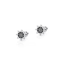 Load image into Gallery viewer, Sterling Silver Oxidized And Polished Helm Earrings