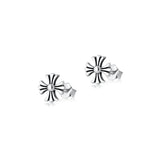 Sterling Silver Oxidized Gothic Cross Earrings