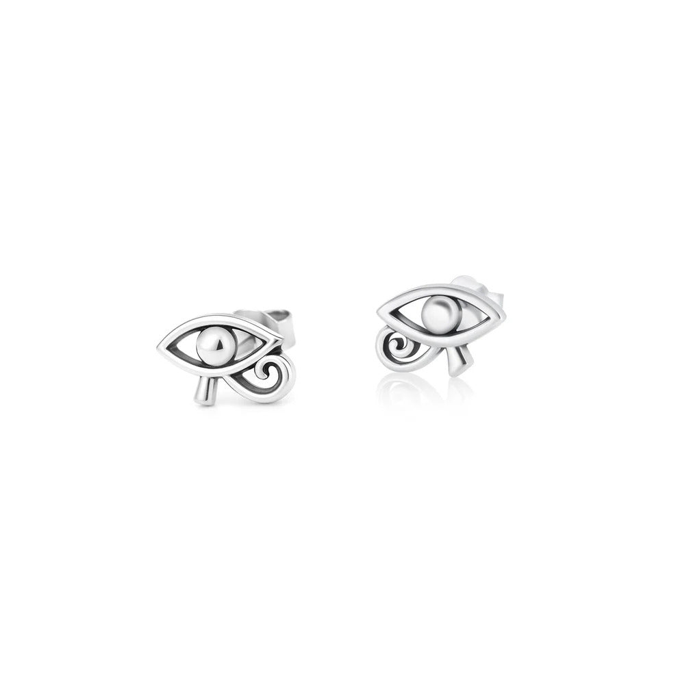 Sterling Silver Polished Eye Of Horus Earrings