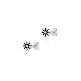 Sterling Silver Oxidized And Polished Flower Earrings