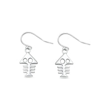 Load image into Gallery viewer, Sterling Silver Oxidized And Polished Fish Skeleton Earrings