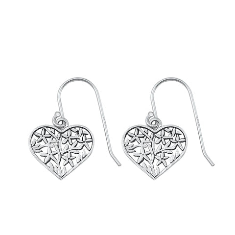 Sterling Silver Oxidized Heart Earrings