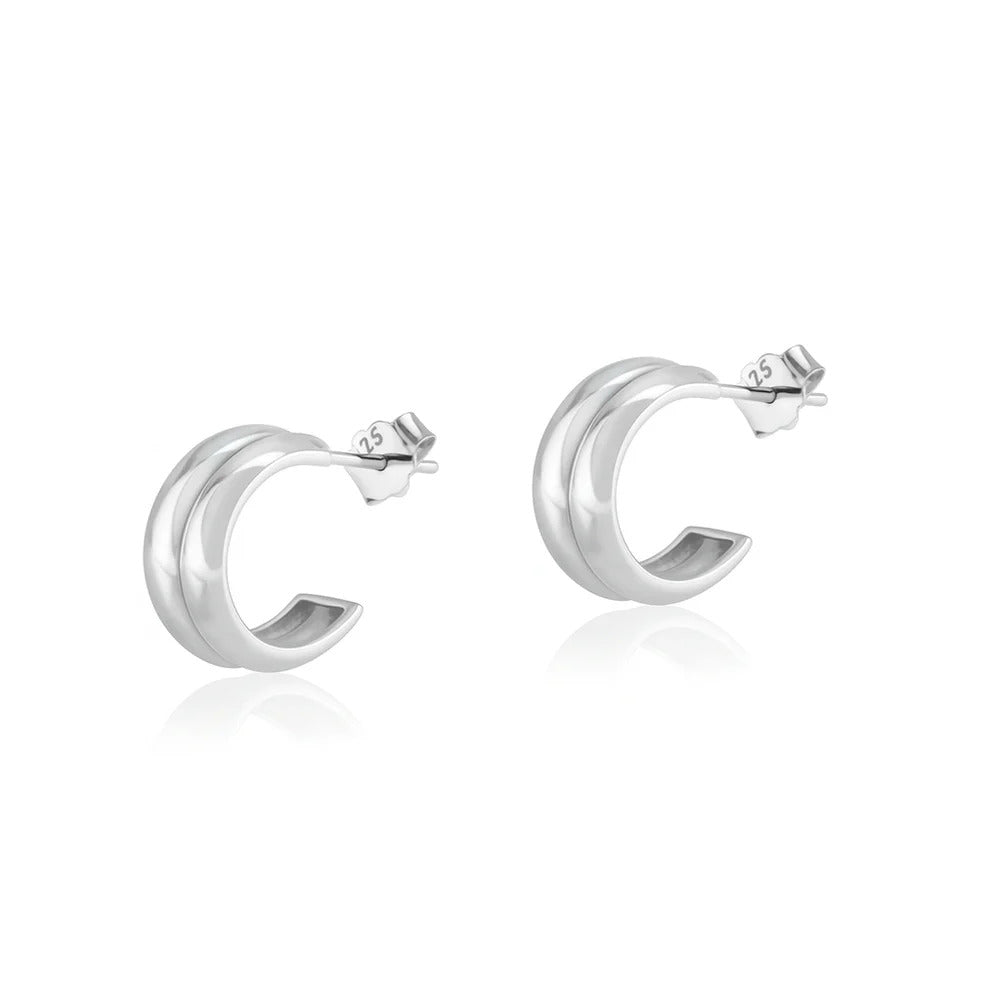 Sterling Silver Rhodium Plated Open Hoop Earrings