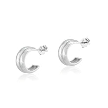 Load image into Gallery viewer, Sterling Silver Rhodium Plated Open Hoop Earrings