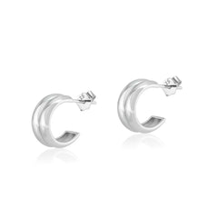 Sterling Silver Rhodium Plated Open Hoop Earrings