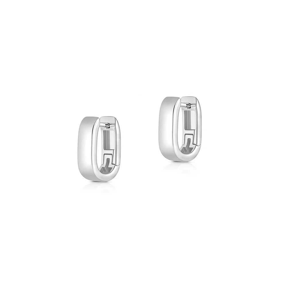 Sterling Silver Rhodium Plated Huggie Earrings