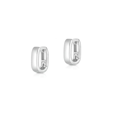 Sterling Silver Rhodium Plated Huggie Earrings