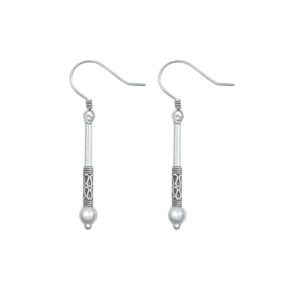 Sterling Silver Oxidized Bali Style Mace Earrings