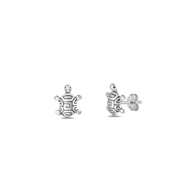 Sterling Silver Oxidized Turtle Assorted Plain Earrings