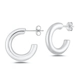 Sterling Silver Rhodium Plated And Polished Hoop Earrings