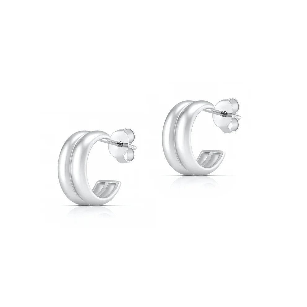 Sterling Silver Rhodium Plated Open Hoop Earrings