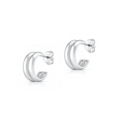 Sterling Silver Rhodium Plated Open Hoop Earrings