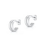 Sterling Silver Rhodium Plated Open Hoop Earrings