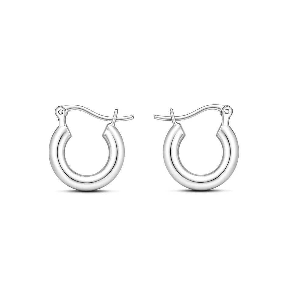 Sterling Silver Rhodium Plated Hoop Earrings