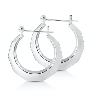 Sterling Silver Oxidized Hoop Earrings