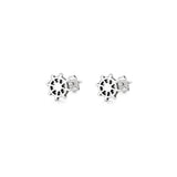 Sterling Silver Oxidized And Polished Nautical Ship Wheel Earrings