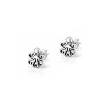 Load image into Gallery viewer, Sterling Silver Oxidized And Polished Octopus Earrings