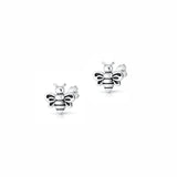 Sterling Silver Oxidized And Polished Bee Earrings