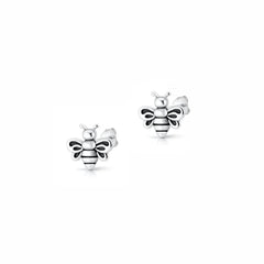 Sterling Silver Oxidized And Polished Bee Earrings
