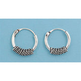 Sterling Silver Bali Hoop Earring, Diameter 13mm, Thickness 2mm