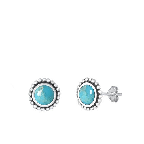 Sterling Silver Oxidized Genuine Turquoise Earring