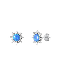 Load image into Gallery viewer, Sterling Silver Oxidized Blue Lab Opal Earring-11mm