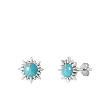 Load image into Gallery viewer, Sterling Silver Oxidized Genuine Turquoise Earring-11mm