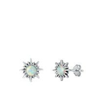 Load image into Gallery viewer, Sterling Silver Oxidized White Lab Opal Earrings-8.5mm