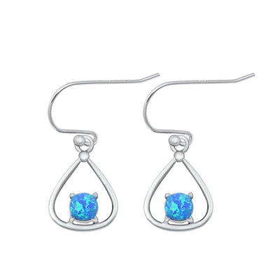 Sterling Silver Oxidized Blue Lab Opal Earrings-15.2mm