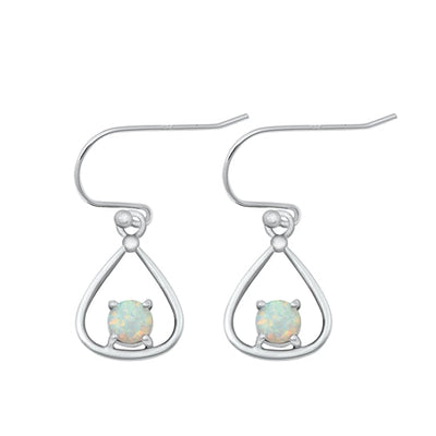 Sterling Silver Oxidized White Lab Opal Earrings-15.2mm