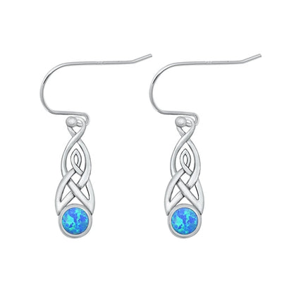 Sterling Silver Oxidized Blue Lab Opal Earrings-23.8mm