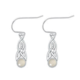 Sterling Silver Oxidized Genuine Moonstone Earrings-23.8mm