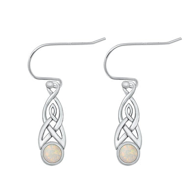 Sterling Silver Oxidized White Lab Opal Earrings-23.8mm