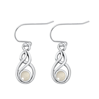 Sterling Silver Oxidized Genuine Moonstone Earrings-21.5mm