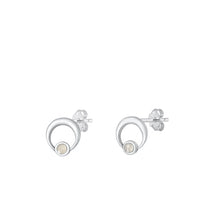 Load image into Gallery viewer, Sterling Silver Oxidized Moonstone Earring-7.3mm