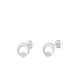 Sterling Silver Oxidized Moonstone Earring-7.3mm