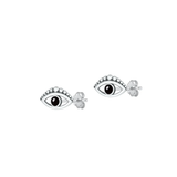 Sterling Silver Oxidized Eye Black Agate Stone Earrings