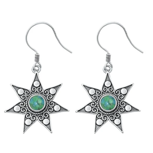 Load image into Gallery viewer, Sterling Silver Oxidized Star Genuine Turquoise Stone Earrings