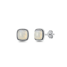 Load image into Gallery viewer, Sterling Silver Oxidized Moonstone Earrings
