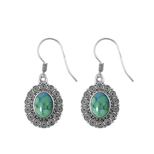 Load image into Gallery viewer, Sterling Silver Oxidized Genuine Turquoise Stone Earrings