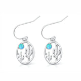 Sterling Silver Oxidized And Polished Blue Lab Opal Cactus Earrings