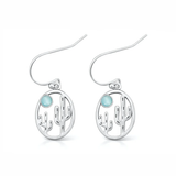 Sterling Silver Oxidized And Polished Cactus Larimar Stone Earrings