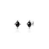 Sterling Silver Oxidized And Polished Bali Style Black Onyx Stone Earrings
