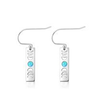 Load image into Gallery viewer, Sterling Silver Oxidized And Polished Moon Phases Blue Lab Opal Earrings