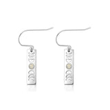 Sterling Silver Oxidized And Polished Moon Phases Moonstone Earrings