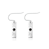 Sterling Silver Oxidized And Polished Moon Phases Black Onyx Stone Earrings