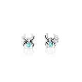 Sterling Silver Oxidized And Polished Spider Turquoise Stone Earrings
