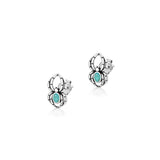 Sterling Silver Oxidized And Polished Turquoise Spider Earrings