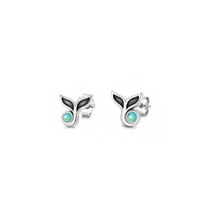 Sterling Silver Oxidized And Polished Whale Tail Turquoise Stone Earrings